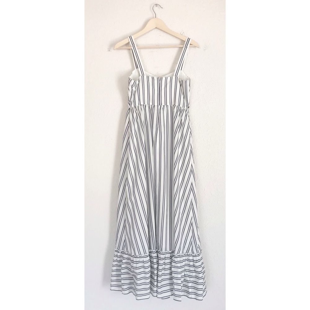 GIANNI BINI Striped Maxi Dress Sleeveless Tiered Prairie Ivory Navy Size 2 4 New - Picture 3 of 12